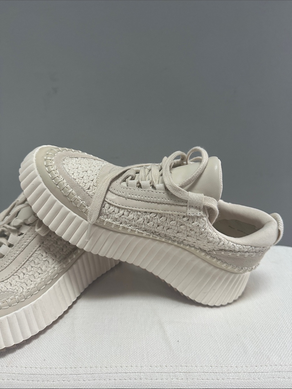 Dolce Vita Cream Woven Platform Sneakers